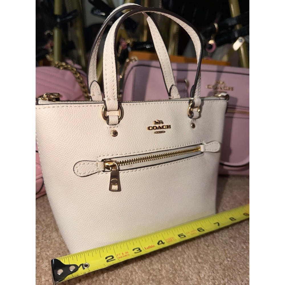Coach Mini Leather Crossbody Tote Ivory With Crossbody Strap SUPER CUTE!!! - Picture 7 of 12